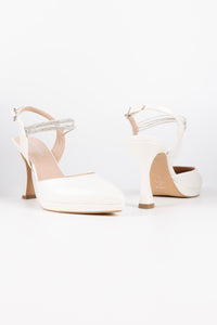 Stella Pearl White Platform Heels with Crystal Straps