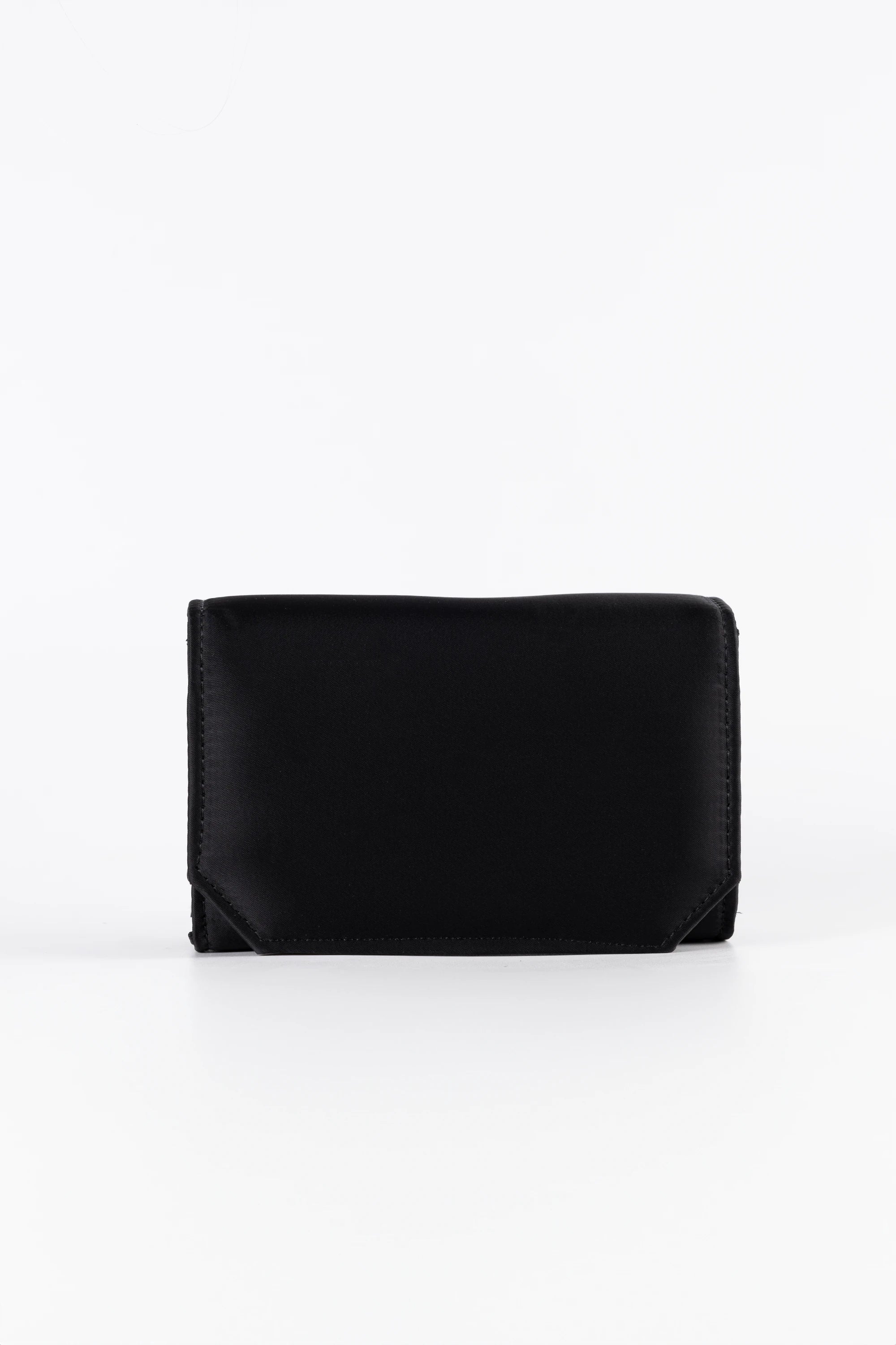 Diva Black Satin Chain Clutch