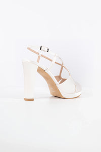 Bella Off-White Satin Bridal Sandals with Swarovski Detail