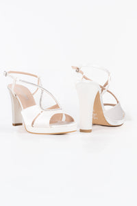 Bella Off-White Satin Bridal Sandals with Swarovski Detail