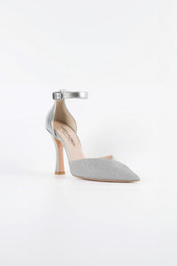 Mia Silver Glitter Ankle Strap Heels 
