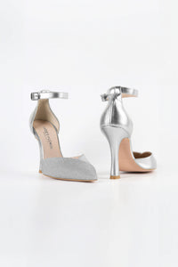 Mia Silver Glitter Ankle Strap Heels 