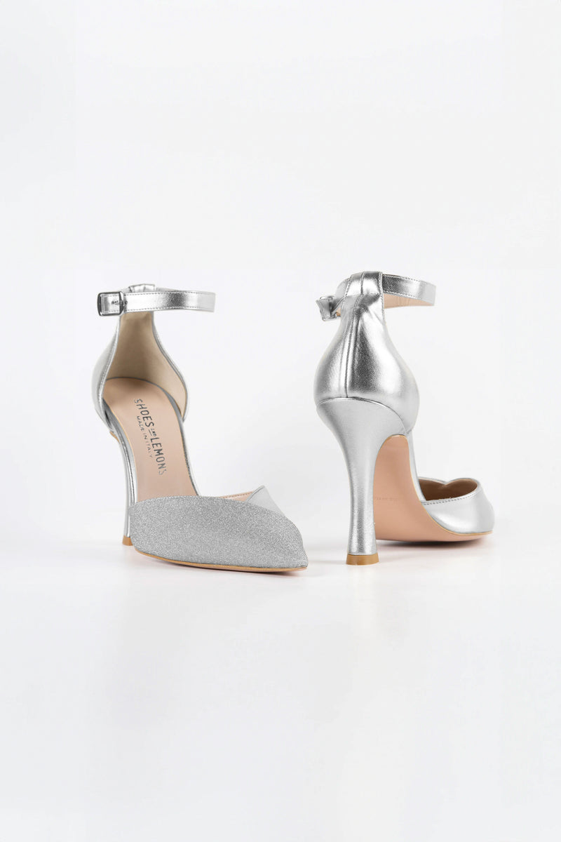 Mia Silver Glitter Ankle Strap Heels 
