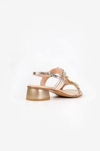 Positano Platinum Multi-Color Crystal Jeweled Leather Sandals