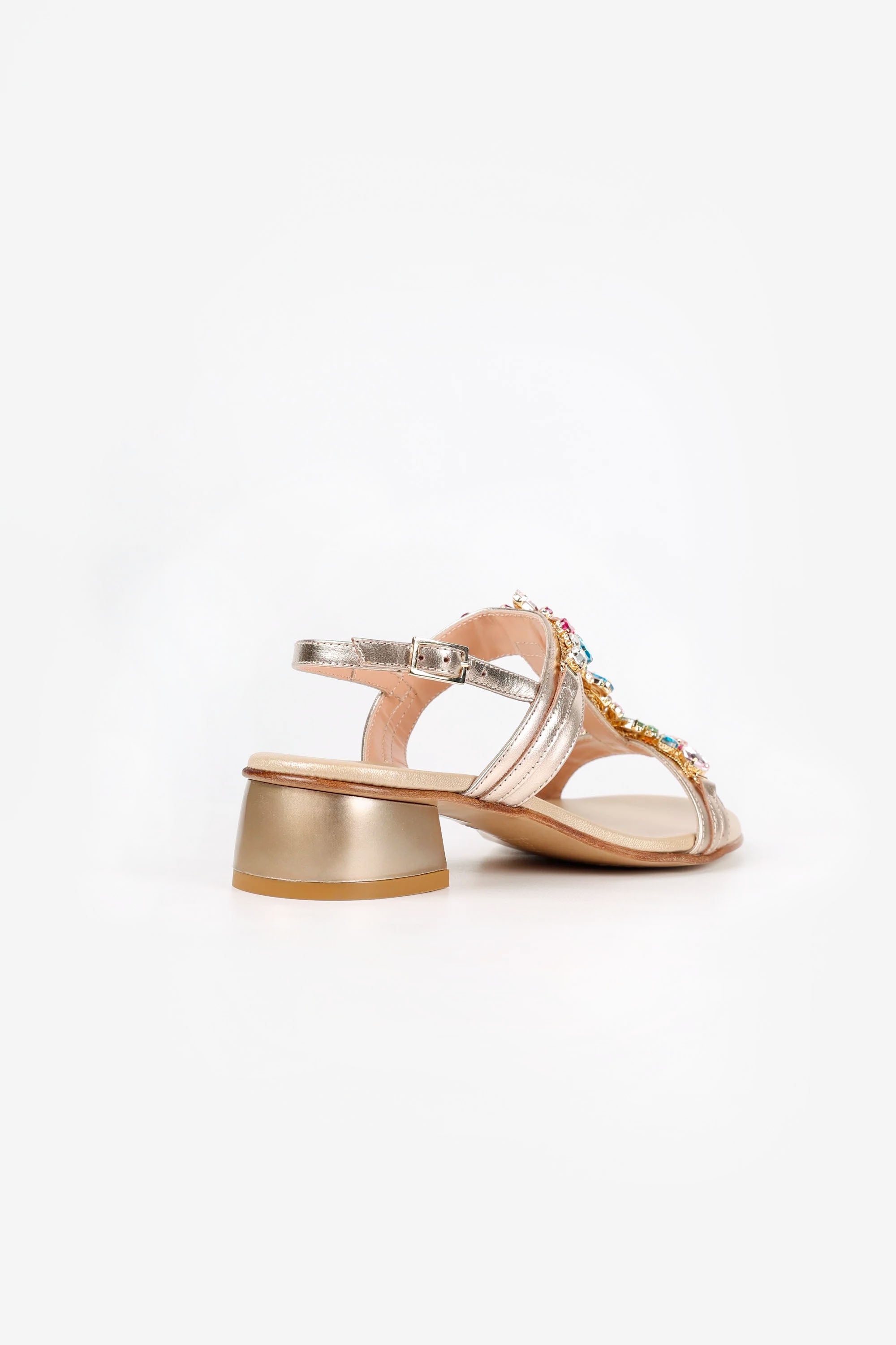 Positano Platinum Multi-Color Crystal Jeweled Leather Sandals