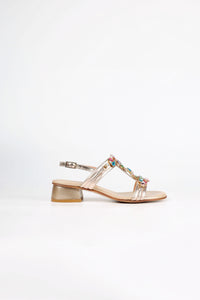 Positano Platinum Multi-Color Crystal Jeweled Leather Sandals