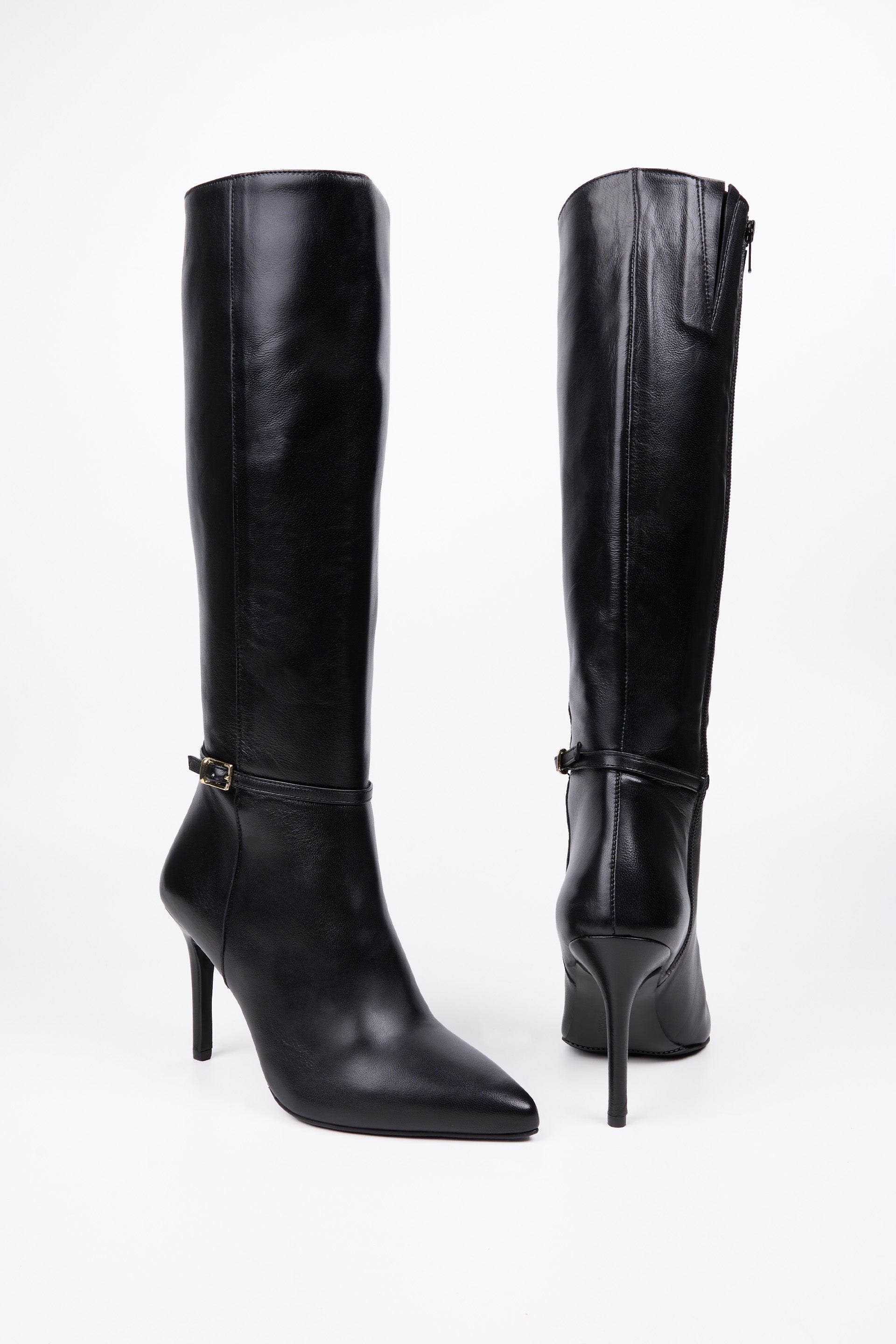 Milano Leather Knee-High Boots with Slim Heel