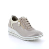Women’s Beige Leather Wedge Shoes with Laces and Side Zipper Ultra Comfort