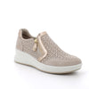 Women’s Beige Wedge Slip On Sneakers with Zipper
