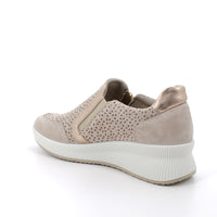 Women’s Beige Wedge Slip On Sneakers with Zipper