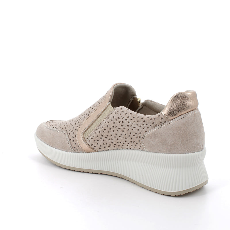 Women’s Beige Wedge Slip On Sneakers with Zipper