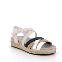 Women’s Beige and Blue Casual Sandals with Buckle Comfortable