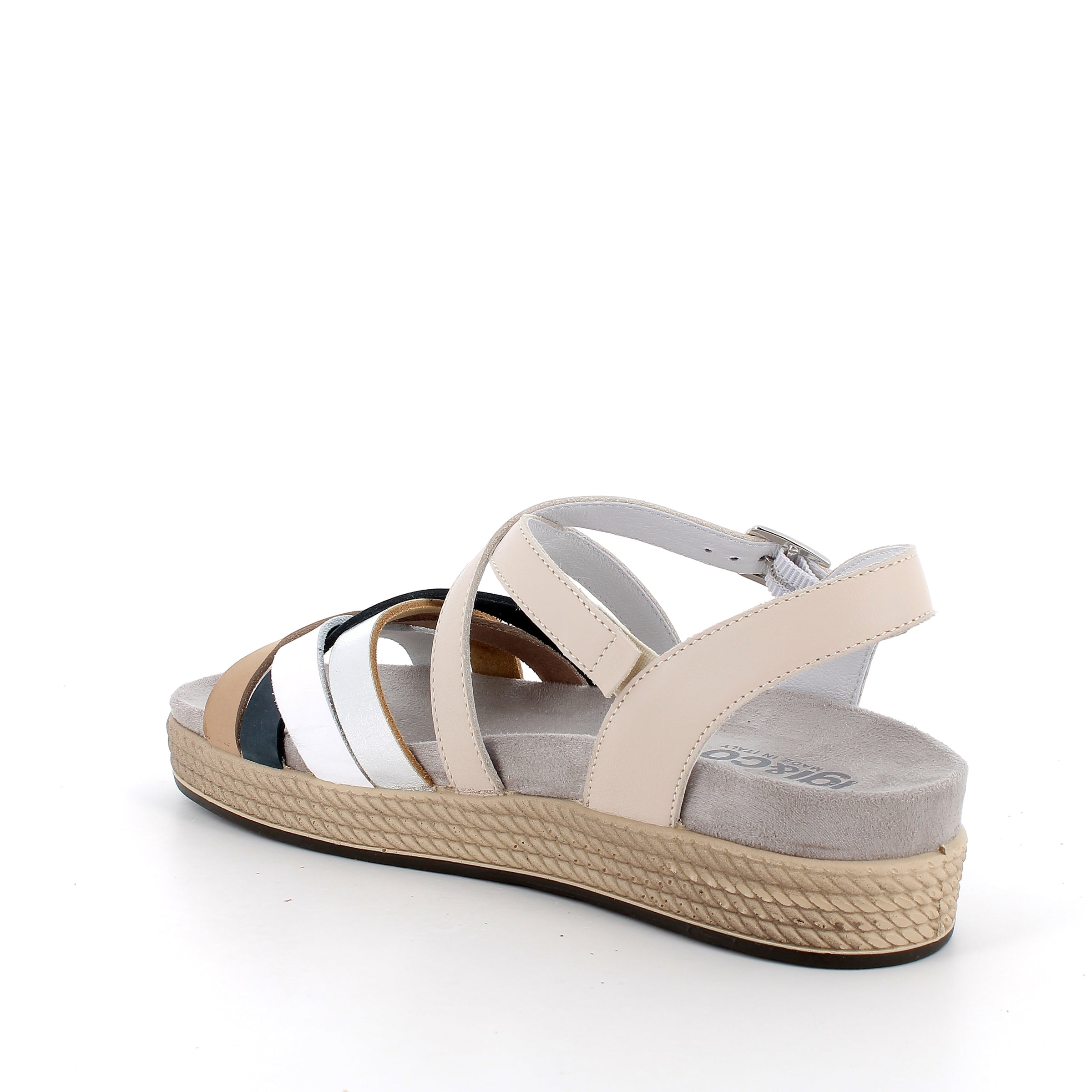 Women’s Beige and Blue Casual Sandals with Buckle Comfortable
