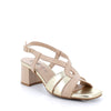 Women’s Beige and Gold Leather High Heel Comfort Sandals Made in Italy