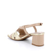 Women’s Beige and Gold Leather High Heel Comfort Sandals Made in Italy