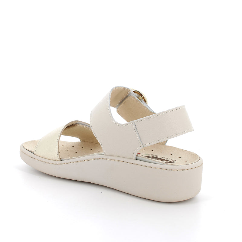Women’s Beige and Platinum Comfort Sandals with Adjustable Velcro Straps