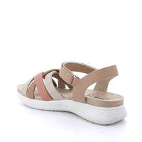 Women’s Leather Comfort Sandals Nude Beige and Gold