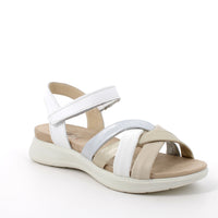 Women’s Leather Comfort Sandals White Beige and Platinum