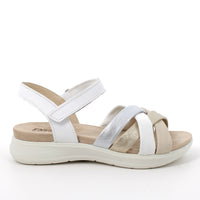 Women’s Leather Comfort Sandals White Beige and Platinum