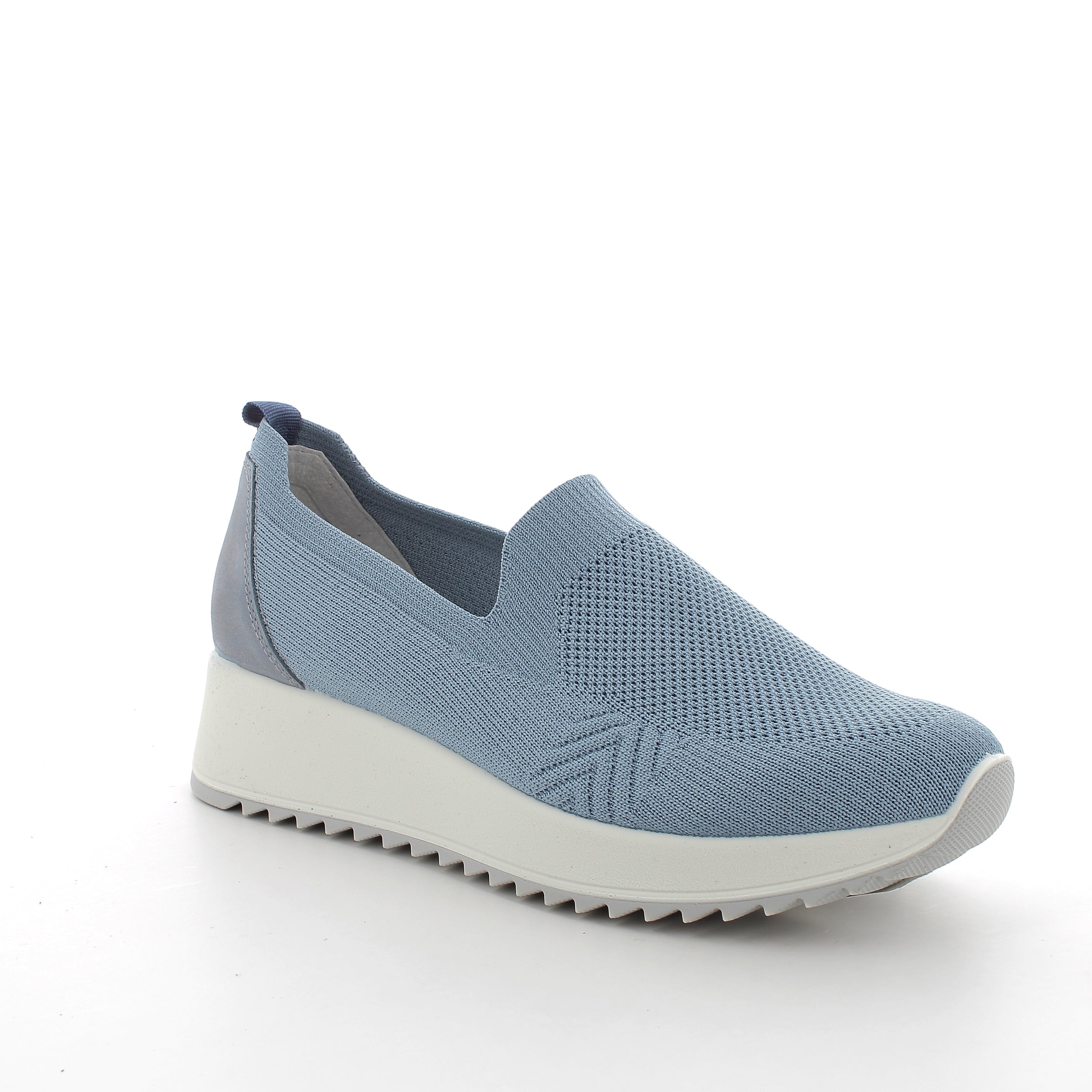 Women’s Light Blue Knit Slip On Wedge Sneakers