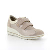 Women's Wedge Leather and Suede Sneakers Beige-Platinum