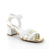 Women’s White and Gold Leather High Heel Comfort Sandals