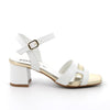 Women’s White and Gold Leather High Heel Comfort Sandals