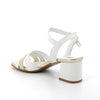 Women’s White and Gold Leather High Heel Comfort Sandals